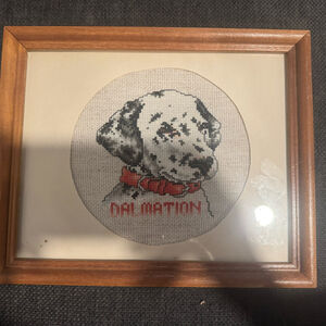 Vintage Framed Dalmation Cross Stitch